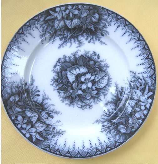 Vintage TRANSFERWARE PLATE,Blue,White,Violette K&G  