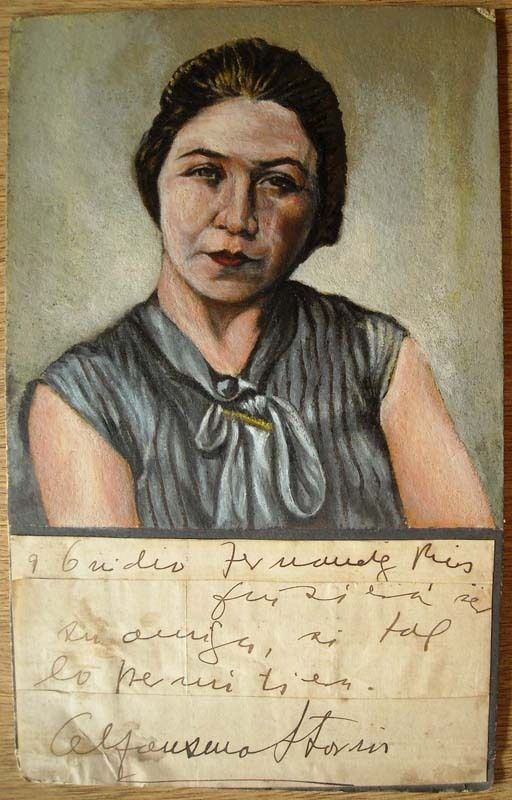 ALFONSINA STORNI POETESS AUTOGRAPH & PAINTING  