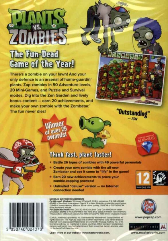 Plants Vs Zombies Game of the Year Edition, GOTY PC MAC  