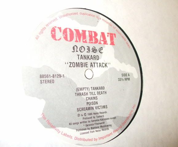 Tankard Zombie Attack 1986 Combat Records Vinyl Lp  