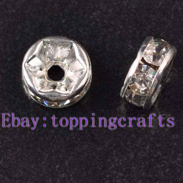 FREE SHIP 100pcs Clear Crystal Spacer Beads 6mm LS5769  