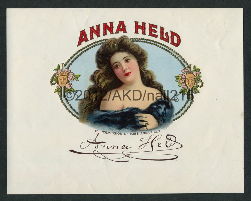 Ziegfeld Lover Anna Held Theatre Star on Vintage Cigar Label Sample 