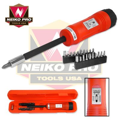 NEIKO PRO 1/4 DR LONG SHANK TORQUE SCREWDRIVER W/CASE  