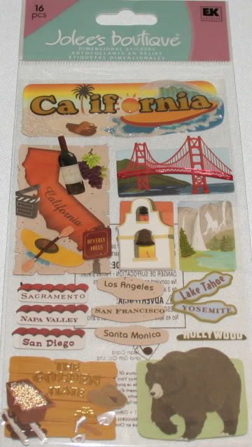 EK Success Jolees Boutique CALIFORNIA 3 D Stickers  