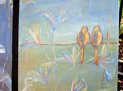 Dana Marie Art ORIGINAL Contemporary MODERN ASIAN ZEN BIRD PAINTING 