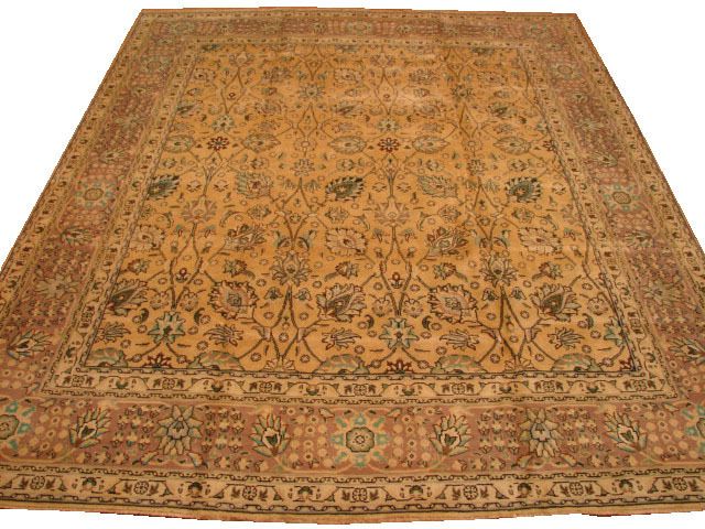 10X13 OLD PERSIAN TABRIZ RUG  KHAKI    