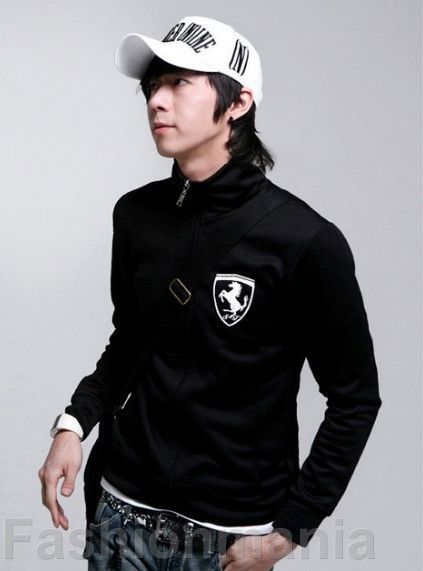 Mens Slim Fit Hoodie Sweatshirt Zip Up Jacket Black Z17  