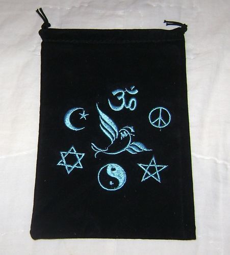 PEACE DOVE MULTI SYMBOL EMBROIDERED 5X7 BAG TAROT/RUNES  