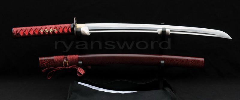 Hand forged RED Japanese Samurai Katana Wakizashi sword Full Tang 