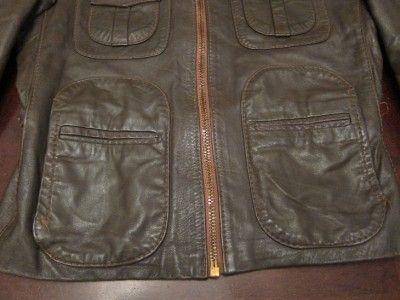   King Mens Western Leather Biker Mod Hippie Jacket Coat Sz 40 S  