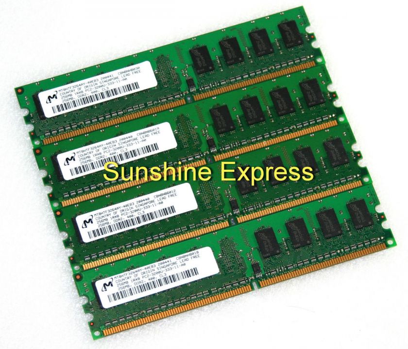 Micron 4x256MB (1GB) PC2 3200 DDR2 400Mhz CL3 Memory Module 