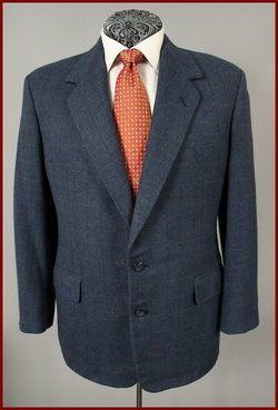 CUSTOM TOM JAMES MENS BLUE WINDOPANE BLAZER SPORT COAT 40 S  