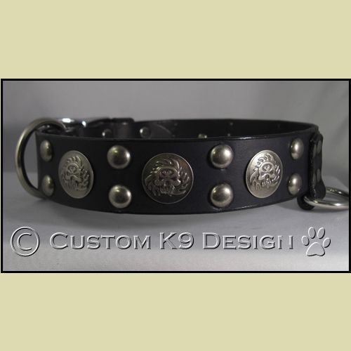 NEW 1.5 Leather Dog Collar  Spots Skull Pirate Harley  