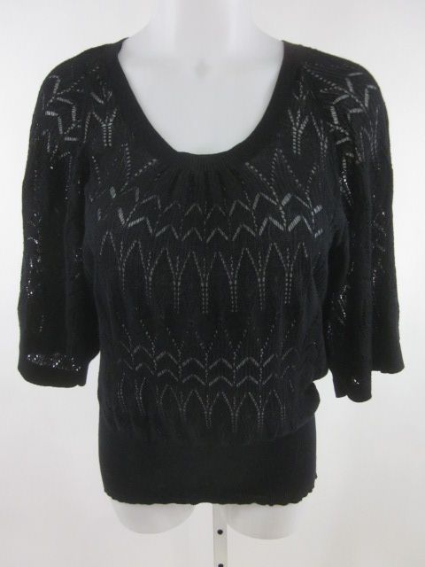 QUOTATION Black Cotton Knit Short Sleeve Sweater Sz L  