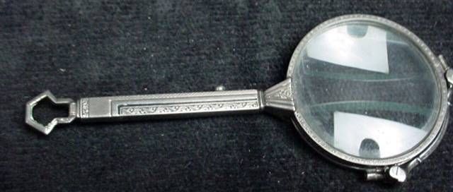 Antique Folding Sterling Sliver Lorgnette 1910s Art Deco Eyeglasses 