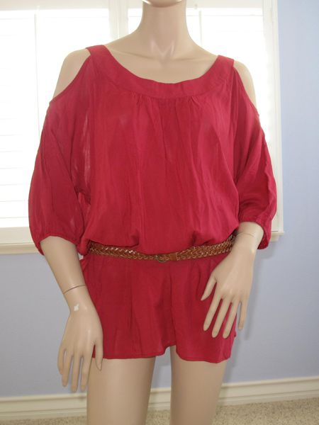 2b bebe RYR Cold Shoulder 3/4 Sleeve Belted Top NWT  M   