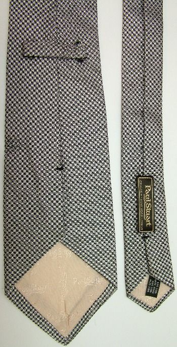 PAUL STUART CHECKER BLACK WHITE TEXTURED SILK NECK TIE NECKTIE  