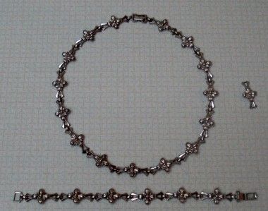   Richards Sterling Silver Floral NECKLACE & BRACELET Signed wRe  