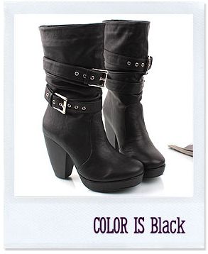 Womens Shoes Celebrity Platform buckle Middle boots  