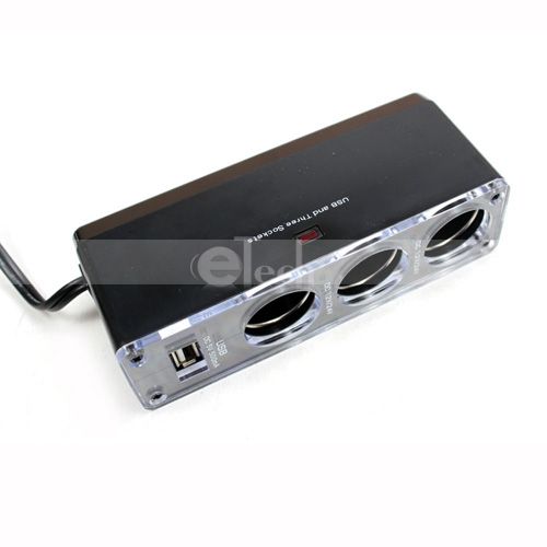 Way Car Cigarette Lighter Socket Splitter Whit USB  