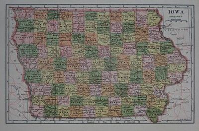 Original Antique County Railroad Map Iowa 1905 Appleton  