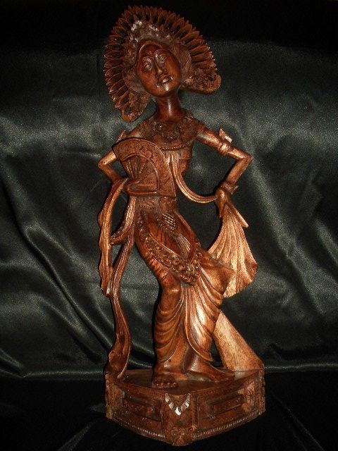 24 Suar Wood Statue Legong Dancer Sculpure Bali ART  