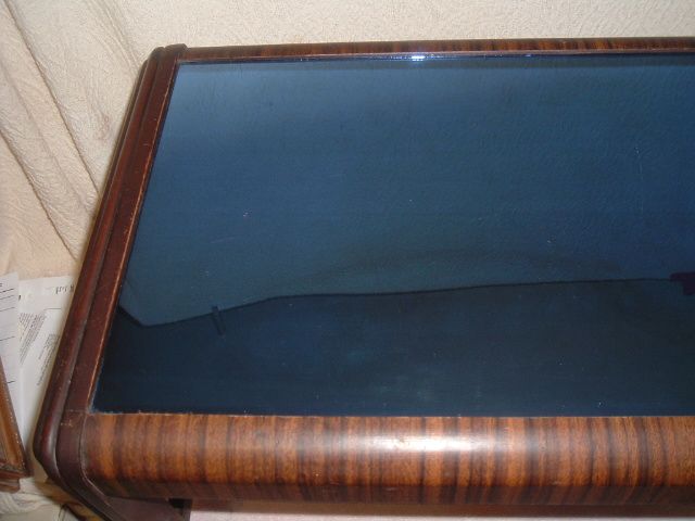 Antique Art Deco Blue Mirror CoffeeTable Mid Century Modern  