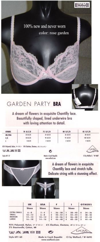 Wolford SET Garden BRA 34D + Thong S rose new  