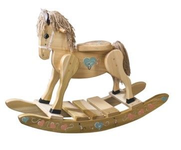 Amish Wooden Handpainted Pastel Hearts Rocking Horse Amish Hand Made 