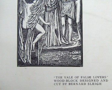 SUPERB PRE RAPHAELITE WOODCUT BY BERNARD SLEIGH  