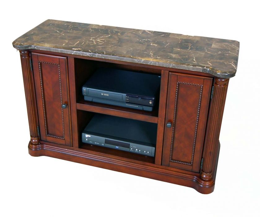 44 TV Console Entertainment Center Cart Marble Top  