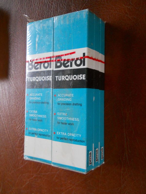 Berol Turquoise H 375 Drawing Pencils 6 box 12 Vintage  