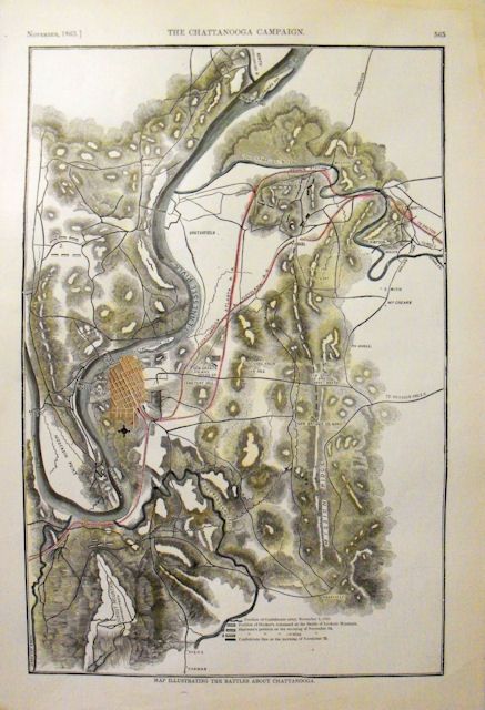 Chattanooga Tennessee 1863 Civil War Battle Map  