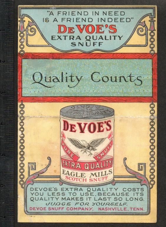 1893 Expo Award DeVoes Snuff Eagle Mills Tenn. Tobacco  