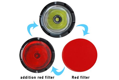 Xtar B01 CREE XM L T6 LED 800 Lumens DIY Modes Flashlight Red Filter 