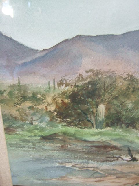 1950s Vintage Texas Artist RAMON FROMAN Desert Az Landscape Watercolor 