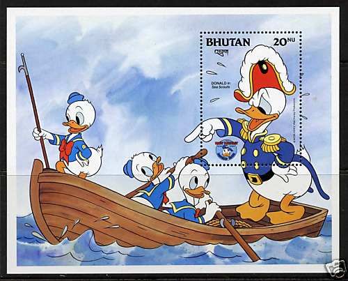 Bhutan 470 MNH Disney, Donald Duck, Boat  