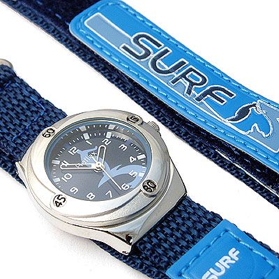 Boys watch Surf design velcro strap Childs NEW blue  