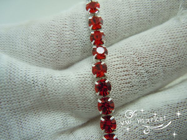 czech crystal rhinestone close chain red 1 yard  