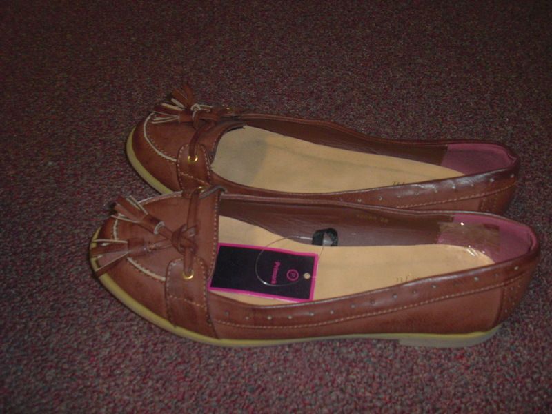 PRIMARK COGNAC BROWN LEATHER TASSELS LOAFERS FLATS US SIZE 8/38 UK 