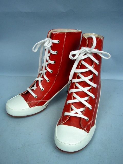 Rampage Red & White Sneaker Heels   Size 8 1/2M  