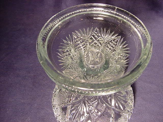Antique EAPG Punch Bowl Stand Hobstars & Whirling Stars  