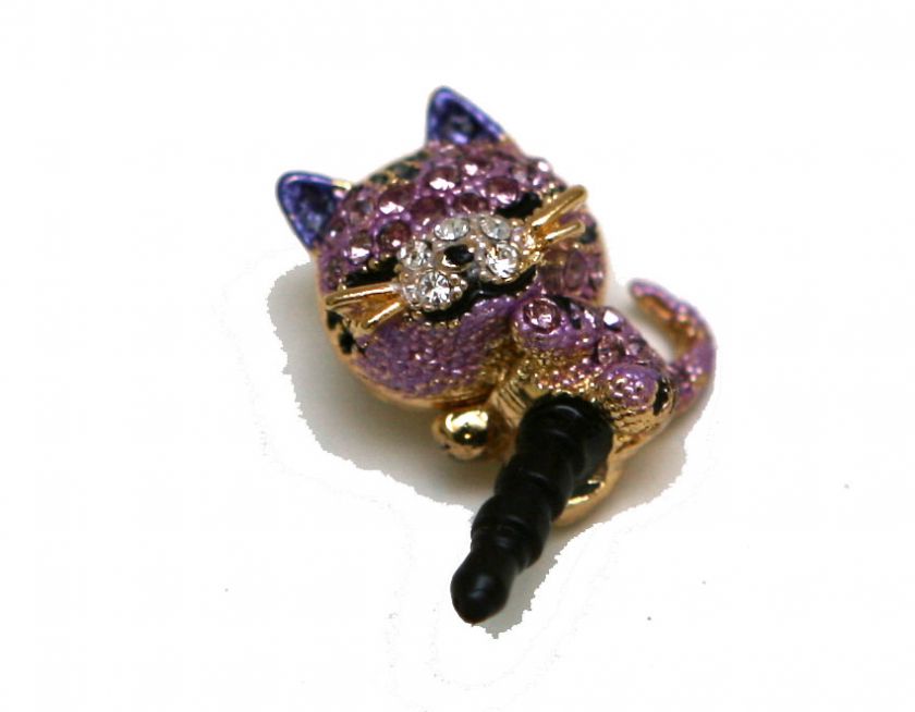 Swarovski Cubic CAT earphone jack cap / cover for iphone or smartphone 