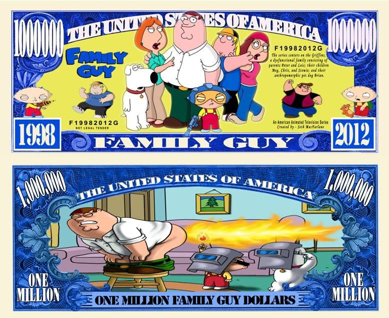 You get 2  Family Guy  Dollar Bill for only $1.00 plus shipping 