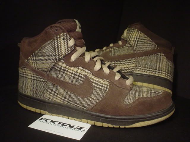 2004 Nike Dunk High Pro SB TWEED BAROQUE BROWN FLANNEL PLAID Sz 10.5 