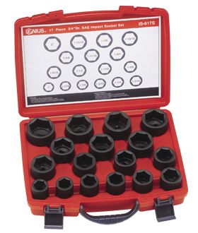 Genius Tools 3/4 Dr Huge SAE Impact Socket Set IS 617S  