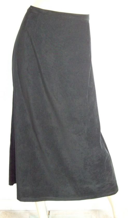 Christopher & Banks Long Black Straight Moleskin Skirt 14 Stretch 