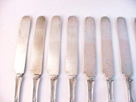 John Westervelt ANTIQUE COIN SILVER FLATWARE * 12 KNIVES  