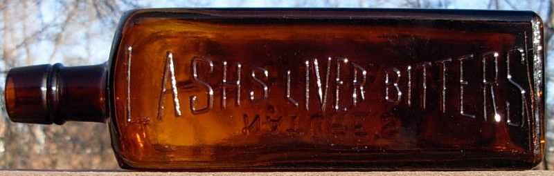 LASHS LASHS LIVER BITTERS BOTTLE ABM CLEAN CIRCA 1905  