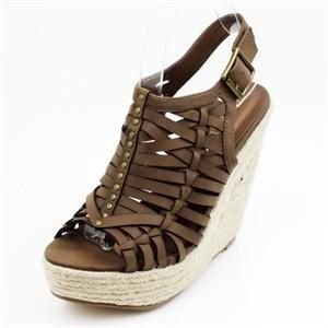 Taupe Tan Strappy Espadrille Wedge 1.5 Platform heels  